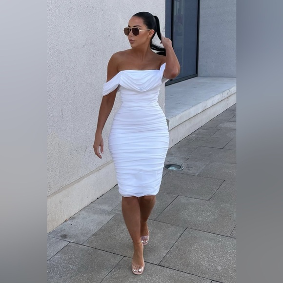 Fashion Nova Bad For The Night Bandage Midi Dress - White BRAND NEW NEVER WORN - Picture 1 of 5